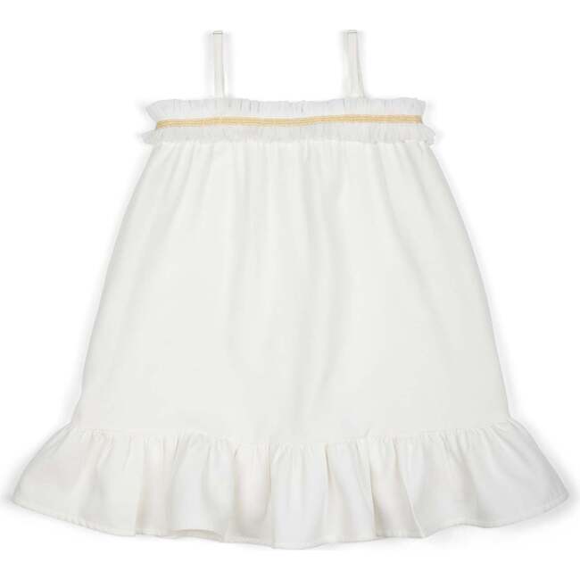 Civeta Ruffle Tulle Embellished Satin Dress, Cream