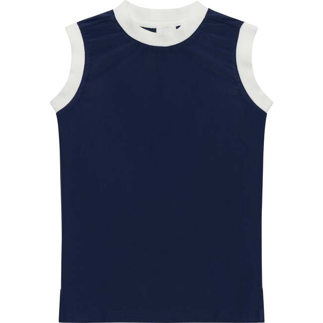 Girls Trimmed Tank, Navy