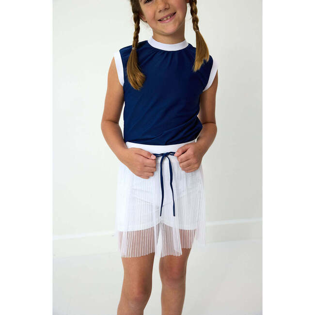 Girls Trimmed Tank, Navy - Tank Tops - 2