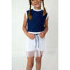 Girls Trimmed Tank, Navy - Tank Tops - 2