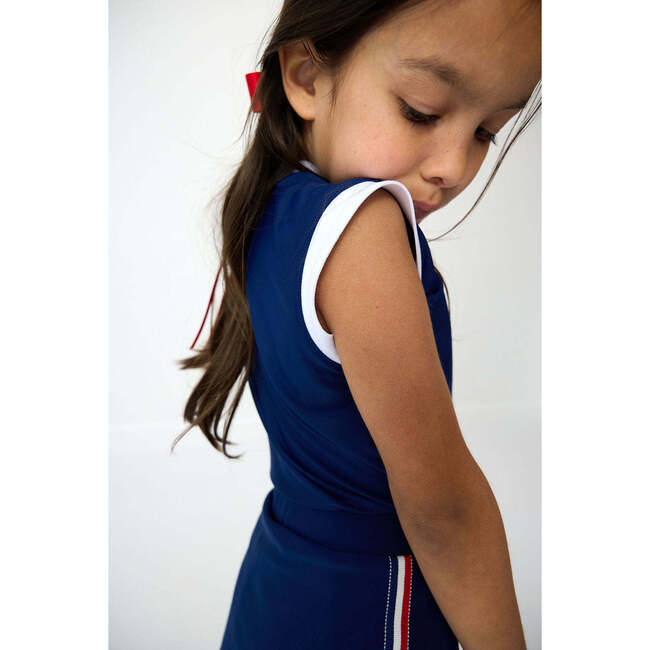 Girls Trimmed Tank, Navy - Tank Tops - 4
