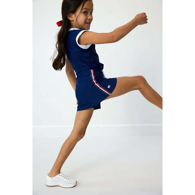 Girls Trimmed Tank, Navy - Tank Tops - 5