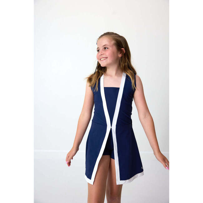 Girls Tennis Skort Dress, Navy - Dresses - 3