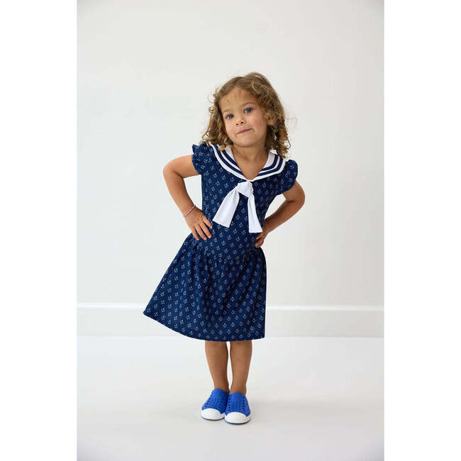 Girls Sailor Tennis Skort Dress , Navy - Dresses - 4