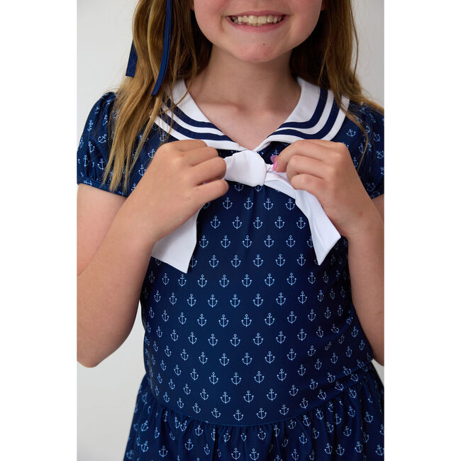 Girls Sailor Tennis Skort Dress , Navy - Dresses - 5