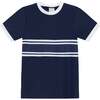 Girls Practice Tee, Navy Stripe - T-Shirts - 1 - thumbnail
