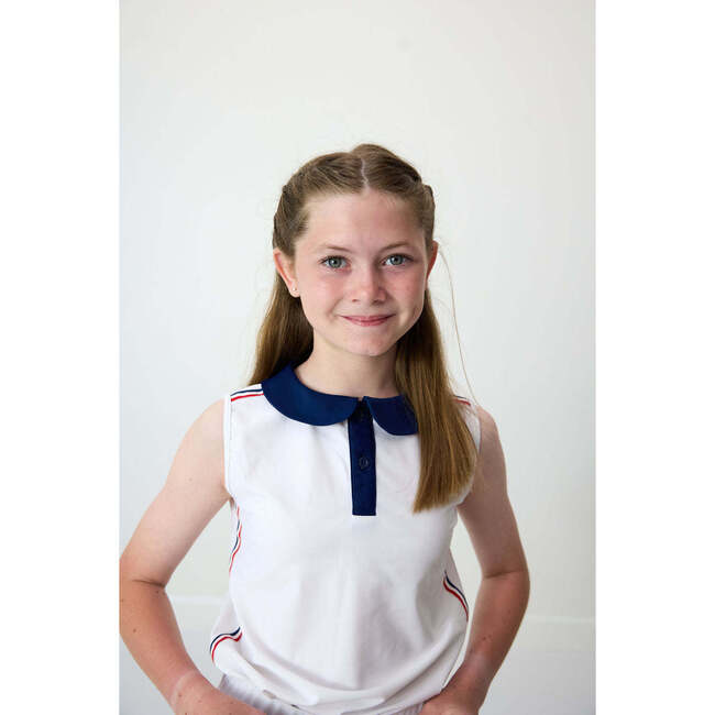 Girls Ribboned Tank, White - Tank Tops - 4