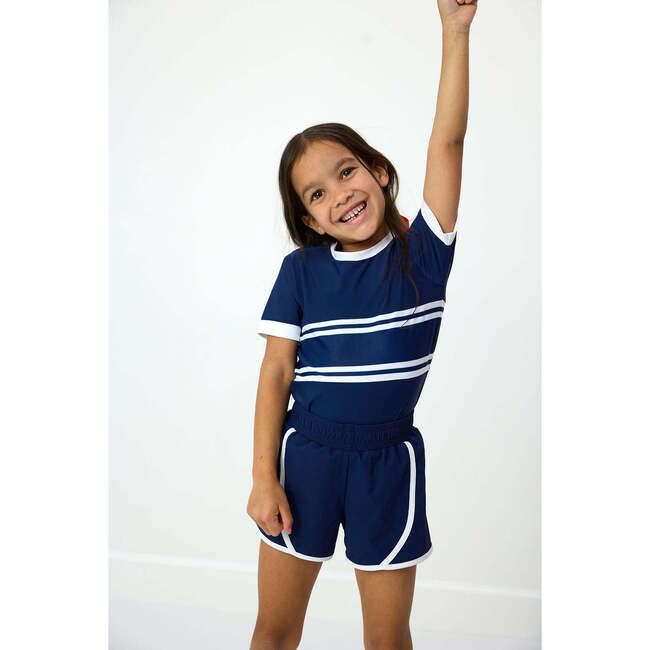 Girls Practice Tee, Navy Stripe - T-Shirts - 2