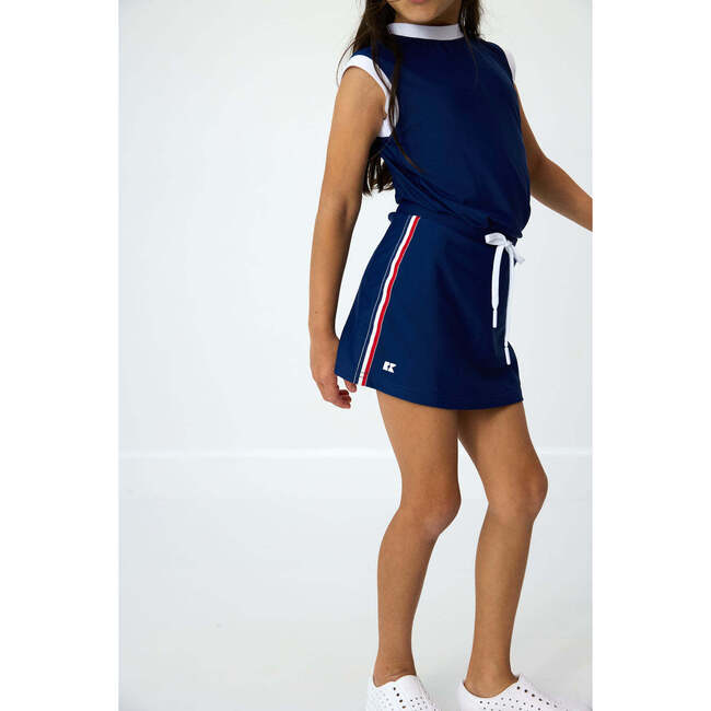 Girls Ribboned Skirt, Navy - Skirts - 5