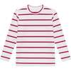 Girls Long Sleeve Practice Tee, Red Stripe - T-Shirts - 1 - thumbnail