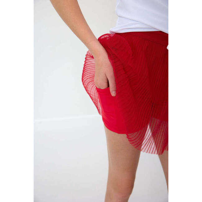 Girls Pleated Skort, Red - Skirts - 3