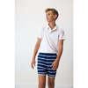 Boys Retro Super Short Lined, Navy Stripe - Shorts - 2