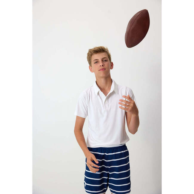 Boys Retro Super Short Lined, Navy Stripe - Shorts - 5