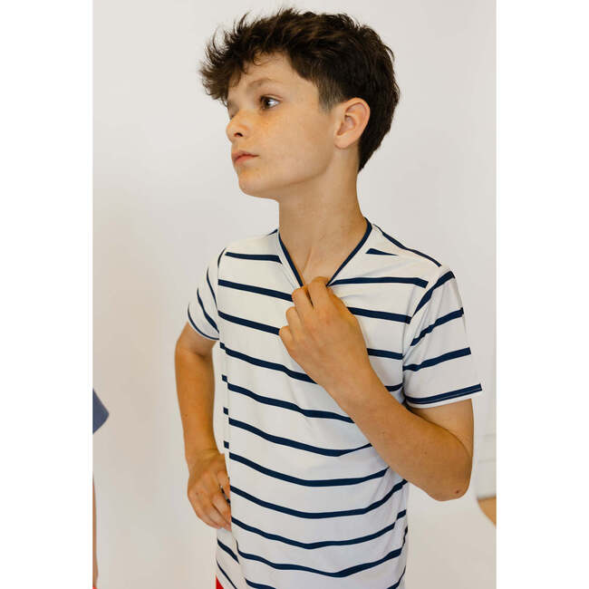Boys Practice Tee, Navy Stripe - T-Shirts - 4