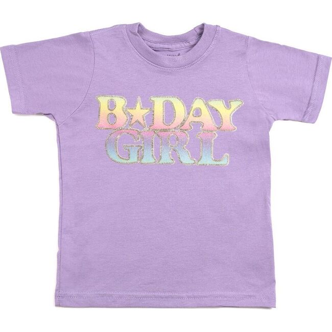 Pastel Rainbow BDay Girl Patch Short Sleeve T-Shirt, Lavender