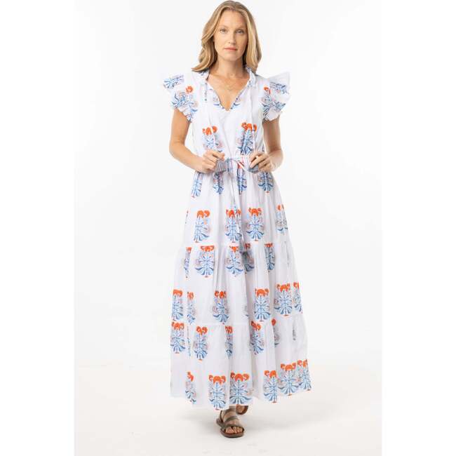Andrea Dress, Blue/Orange - Dresses - 4