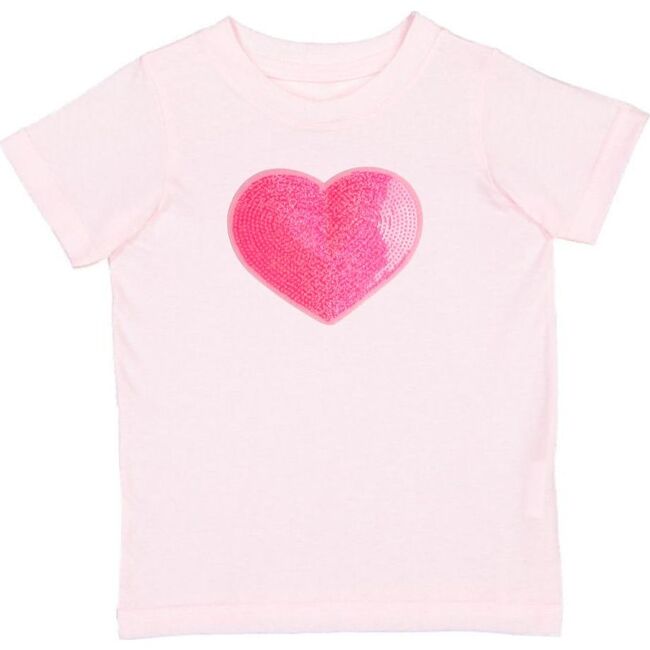 Heart Sequin Patch Short Sleeve T-Shirt, Ballet