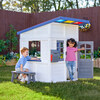 Teamson Kids Rainbow Shade Wooden Playhouse with Kitchen, Flower Box & Bench, White - Playhouses - 2
