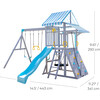 Teamson Kids Laguna Wooden Swing Set with Slide & Rock Wall, Grey - Outdoor Games - 7