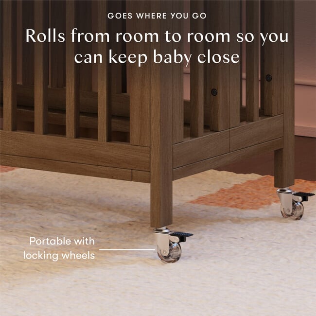 Rolli 9-in-1 Convertible All-Stages® Crib with Bassinet & Toddler Bed Conversion Kits in Natural Walnut - Cribs - 10