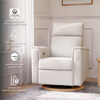 Willa Plus Power Glider Recliner w/ Power Headrest in Ivory Boucle with Light Wood Base - Glider - 5