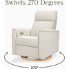 Willa Plus Power Glider Recliner w/ Power Headrest in Ivory Boucle with Light Wood Base - Glider - 9