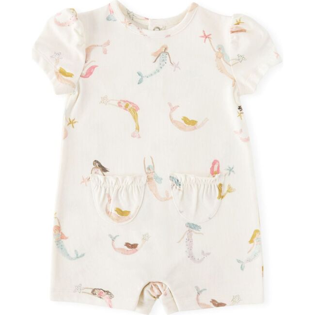 Short Sleeve Puff Romper, Mermaid Melody