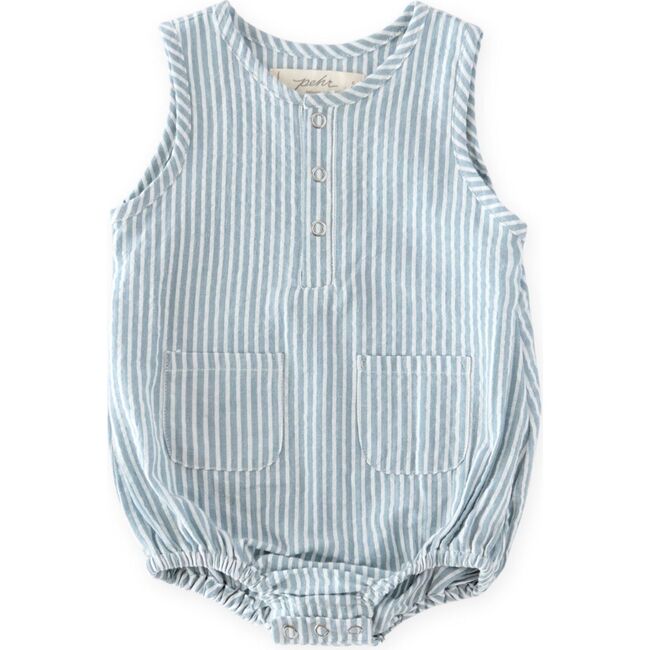 Seersucker Pocket One-Piece, Marine Blue