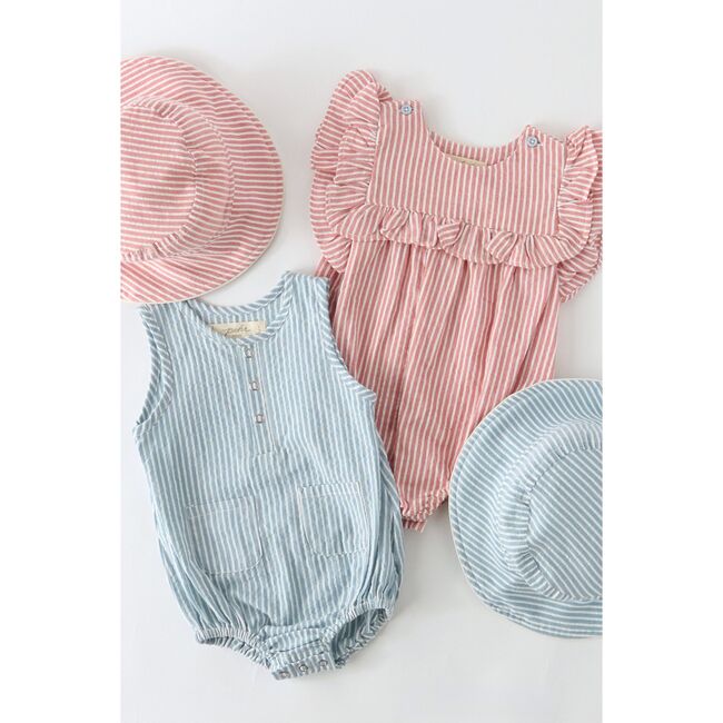 Seersucker Pocket One-Piece, Marine Blue - Jumpsuits - 5