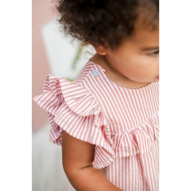 Seersucker Dress, Anchor Red - Dresses - 3