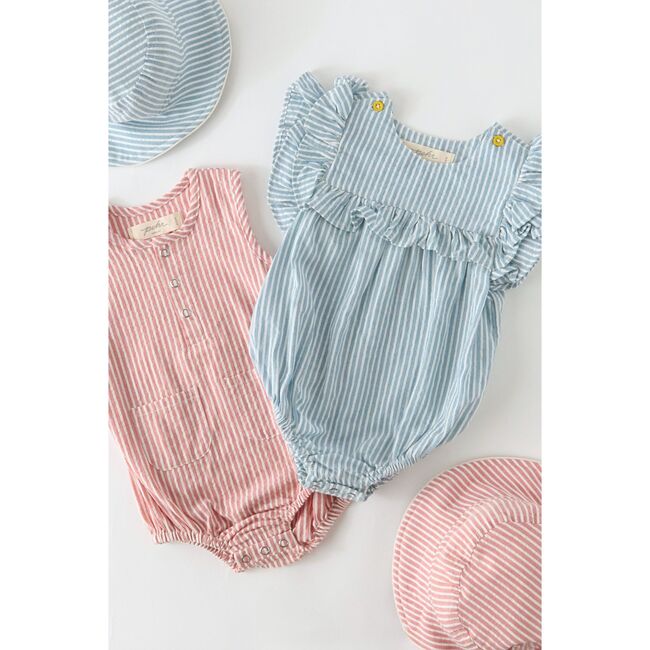 Seersucker Flutter One-Piece, Marine Blue - Jumpsuits - 6