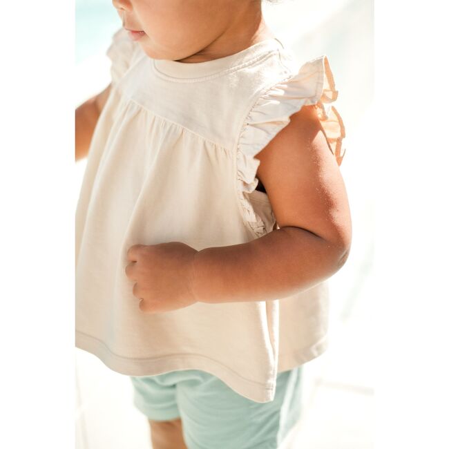 Garment Dye Ruffle T-Shirt, Sand - T-Shirts - 2