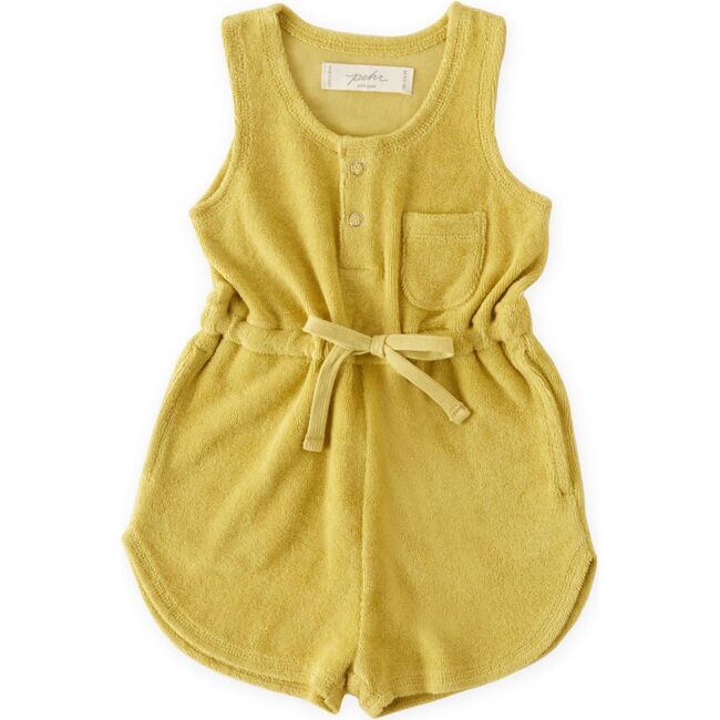 Classic Terry Drawstring Romper, Citrus