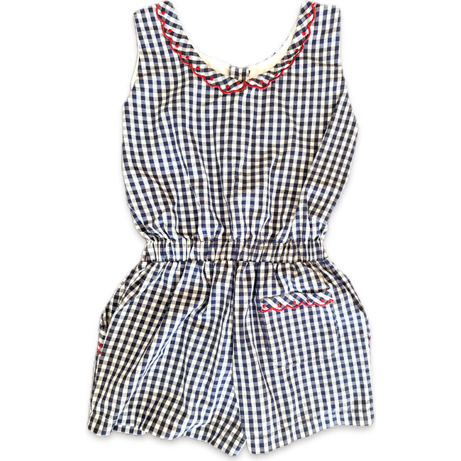 Blue Check Romper - Rompers - 2