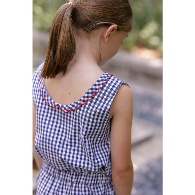 Blue Check Romper - Rompers - 6