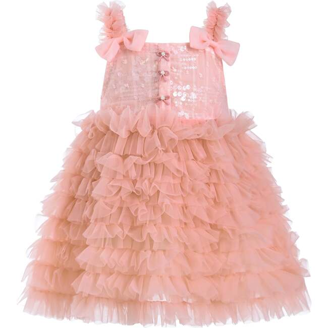 Bow Tiered Tulle Dress, Pink