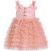 Bow Tiered Tulle Dress, Pink - Dresses - 1 - thumbnail