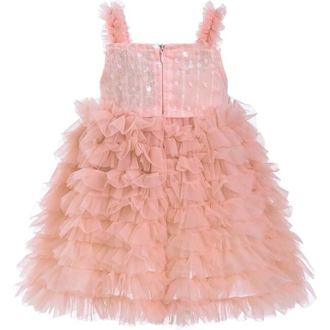 Bow Tiered Tulle Dress, Pink - Dresses - 3