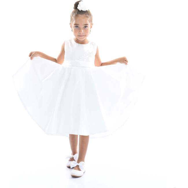 Adeline Satin Dress, White - Dresses - 2
