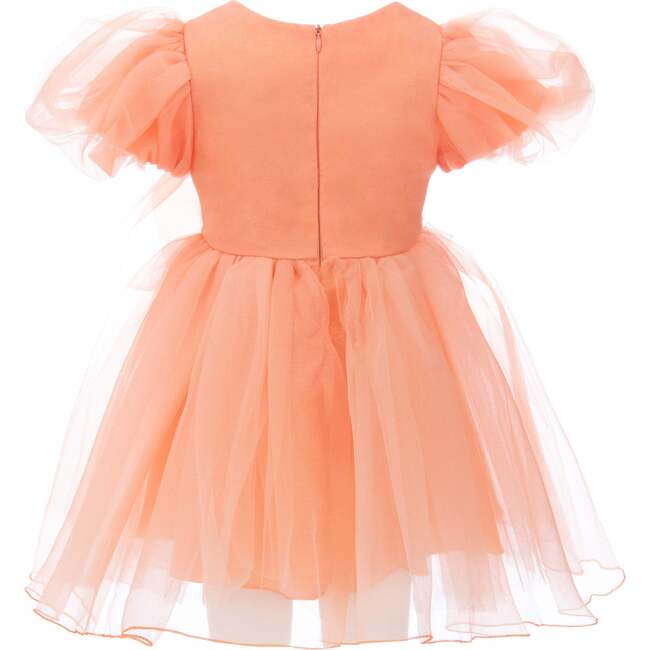 Bow Organza Dress, Peach - Dresses - 4