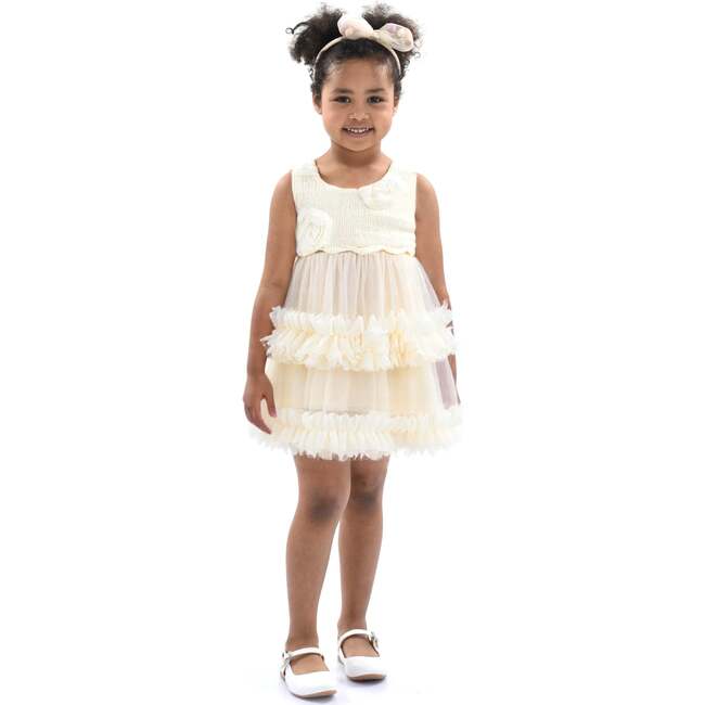 Flower Layered Tulle Dress, Ivory - Dresses - 2