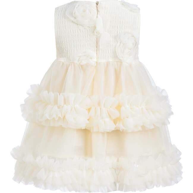 Flower Layered Tulle Dress, Ivory - Dresses - 3