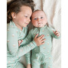 Modal Convertible Footie Pajamas, Seafoam Floral - Footie Pajamas - 2