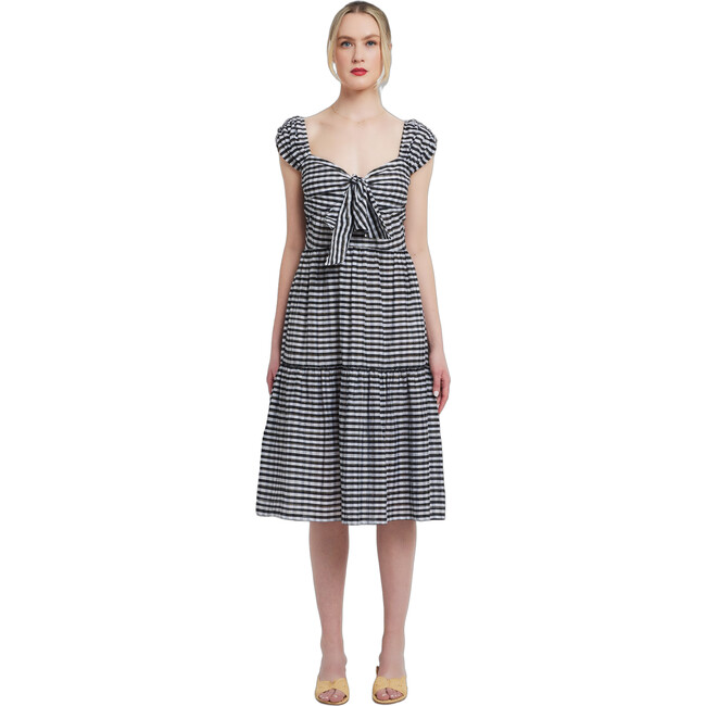 Dani Cotton Silk Dress, Black White Gingham