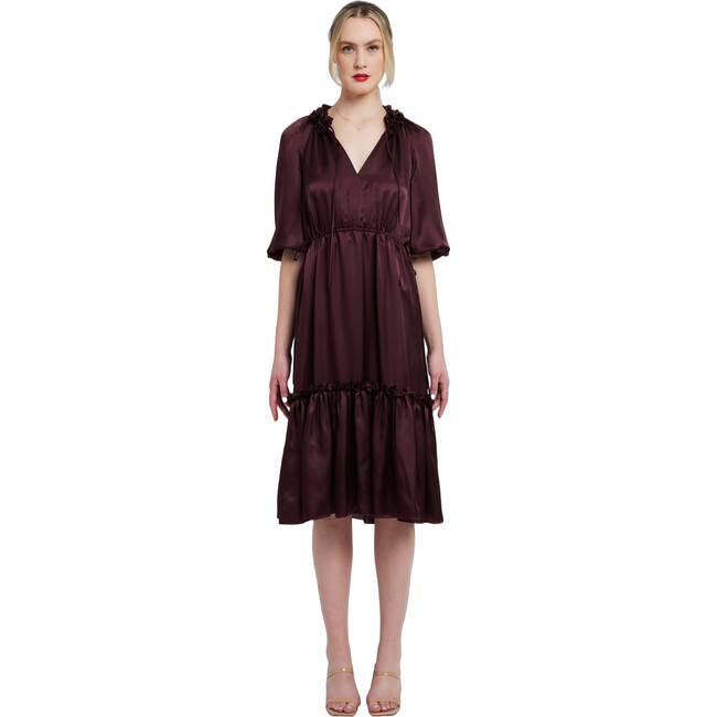 Nina Silk Dress, Bordeaux