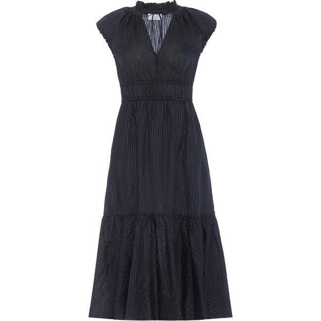 Odette Cotton Silk Stripe Dress, Black Multi - Dresses - 1