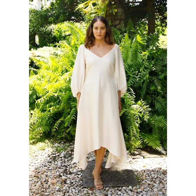 Isabelle Silk Dress, Ivory - Dresses - 2