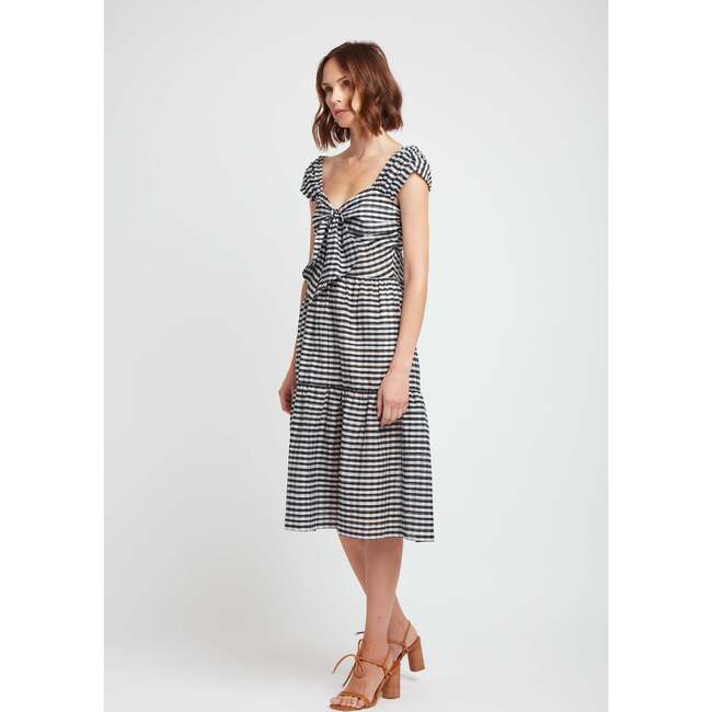 Dani Cotton Silk Dress, Black White Gingham - Dresses - 3