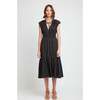 Odette Cotton Silk Stripe Dress, Black Multi - Dresses - 3