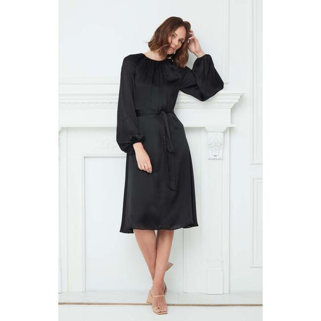 Chantal Silk Dress, Black - Dresses - 4